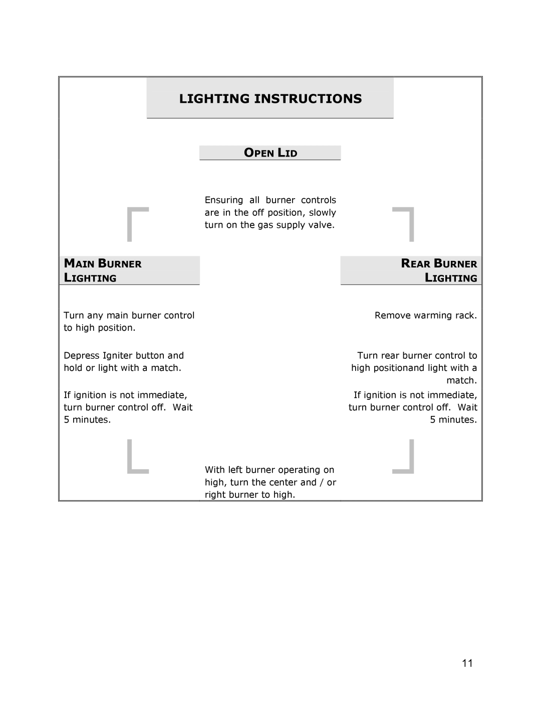 Jackson JG4, JG3 owner manual Lighting Instructions, Open LID, Rear Burner Lighting 