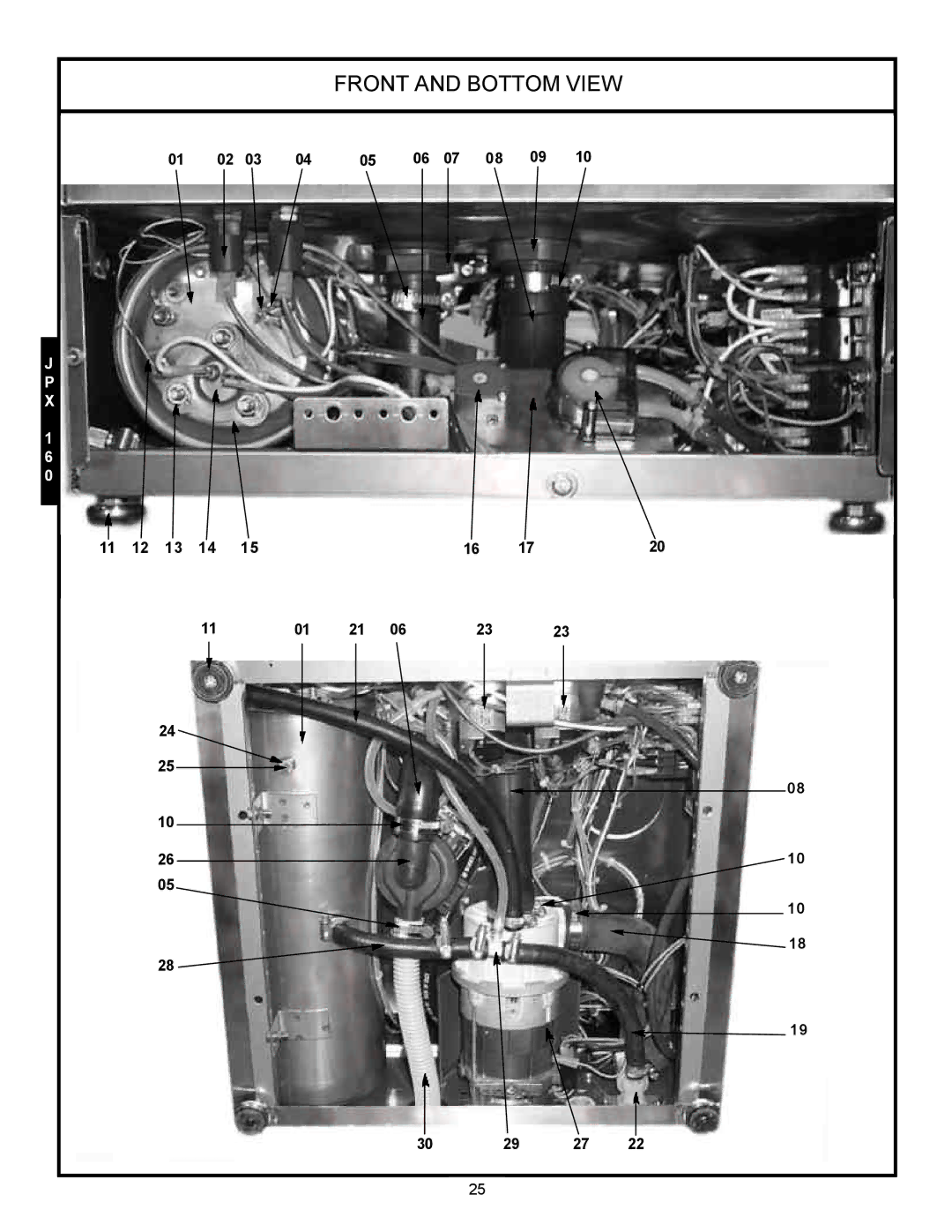 Jackson JPX-160, JPX-200, jpx-140 service manual Front and Bottom View 