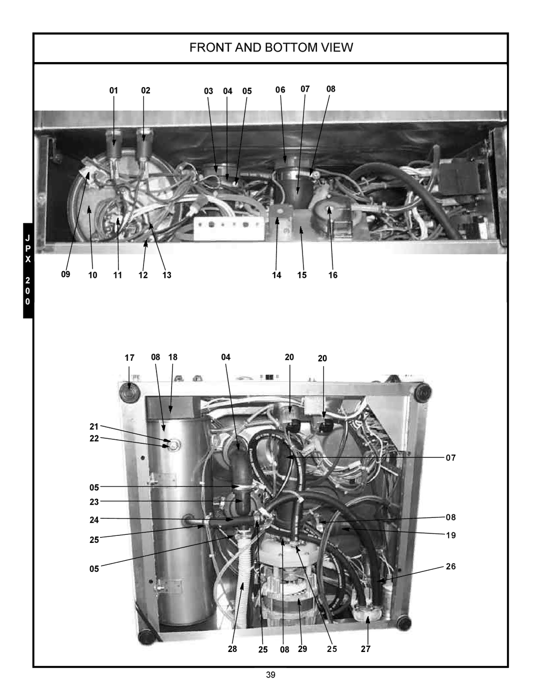 Jackson JPX-200, JPX-160, jpx-140 service manual Front and Bottom View 