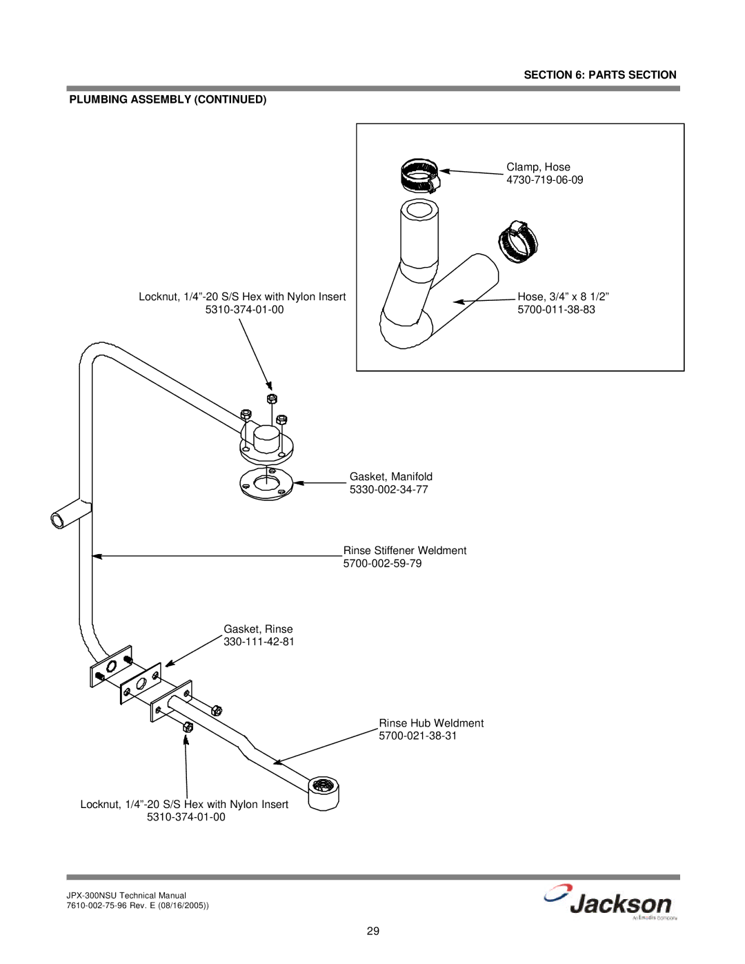 Jackson JPX-300NSU technical manual 5700-011-38-83 