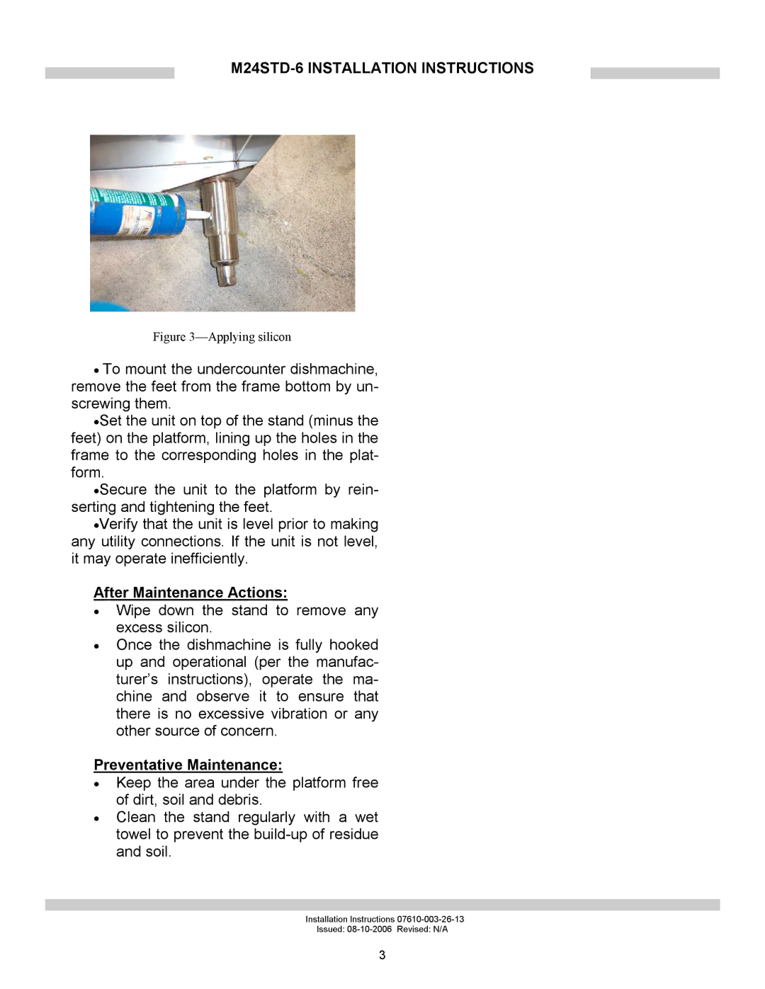 Jackson M24STD-6 installation instructions After Maintenance Actions, Preventative Maintenance 