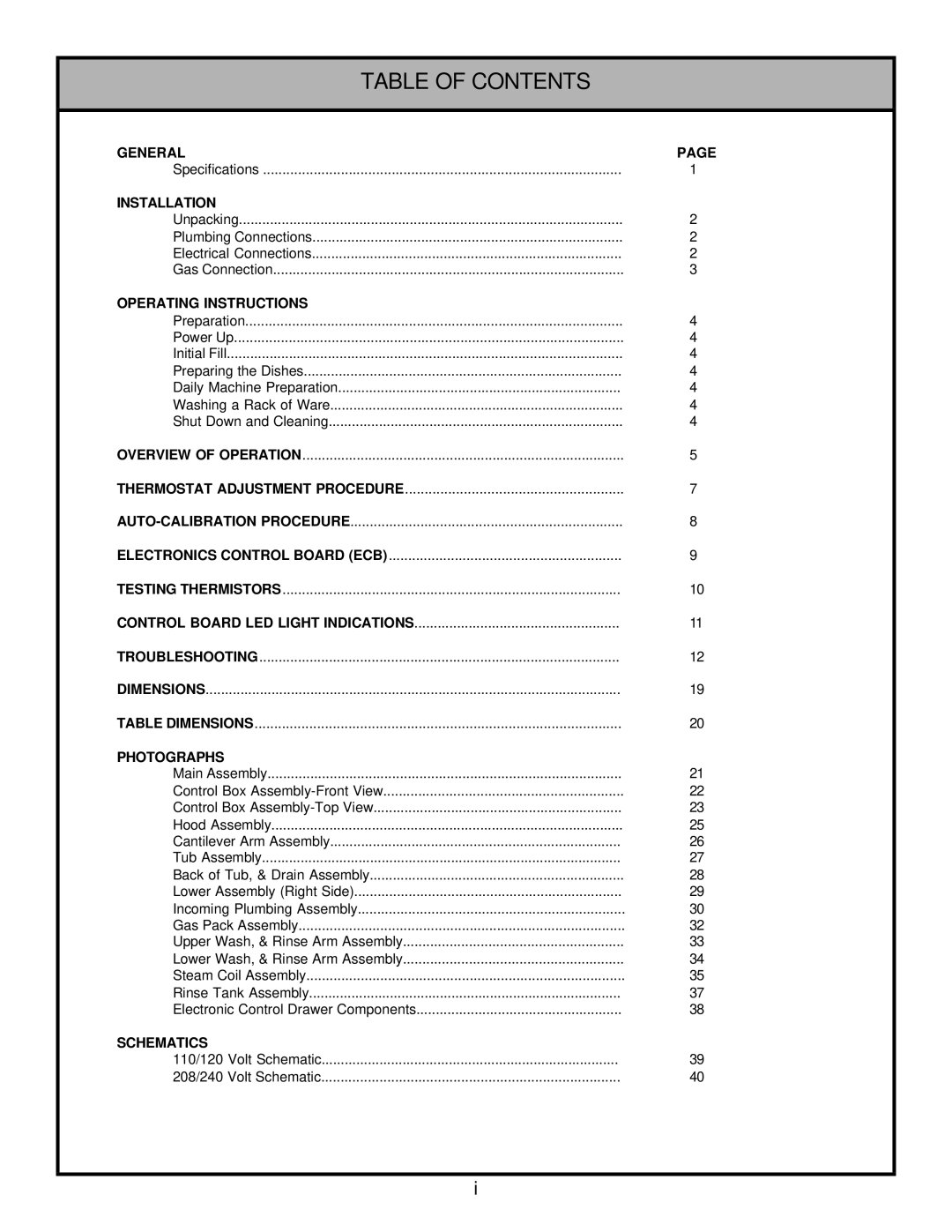 Jackson Tempstar GP technical manual Table of Contents 