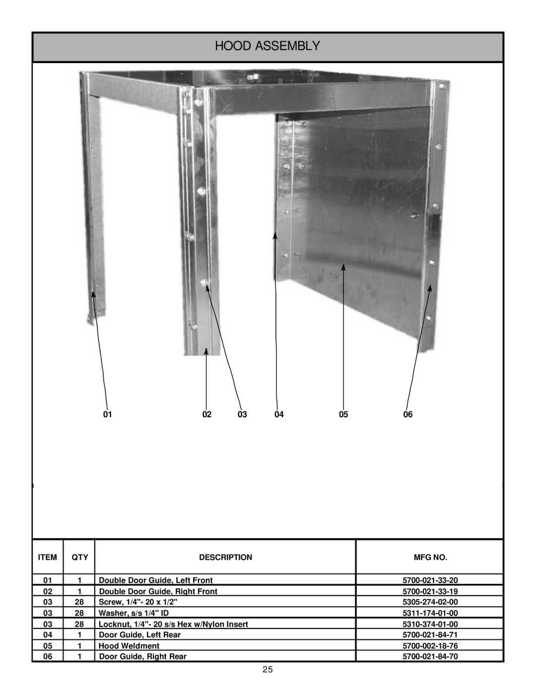 Jackson Tempstar GP technical manual Hood Assembly 