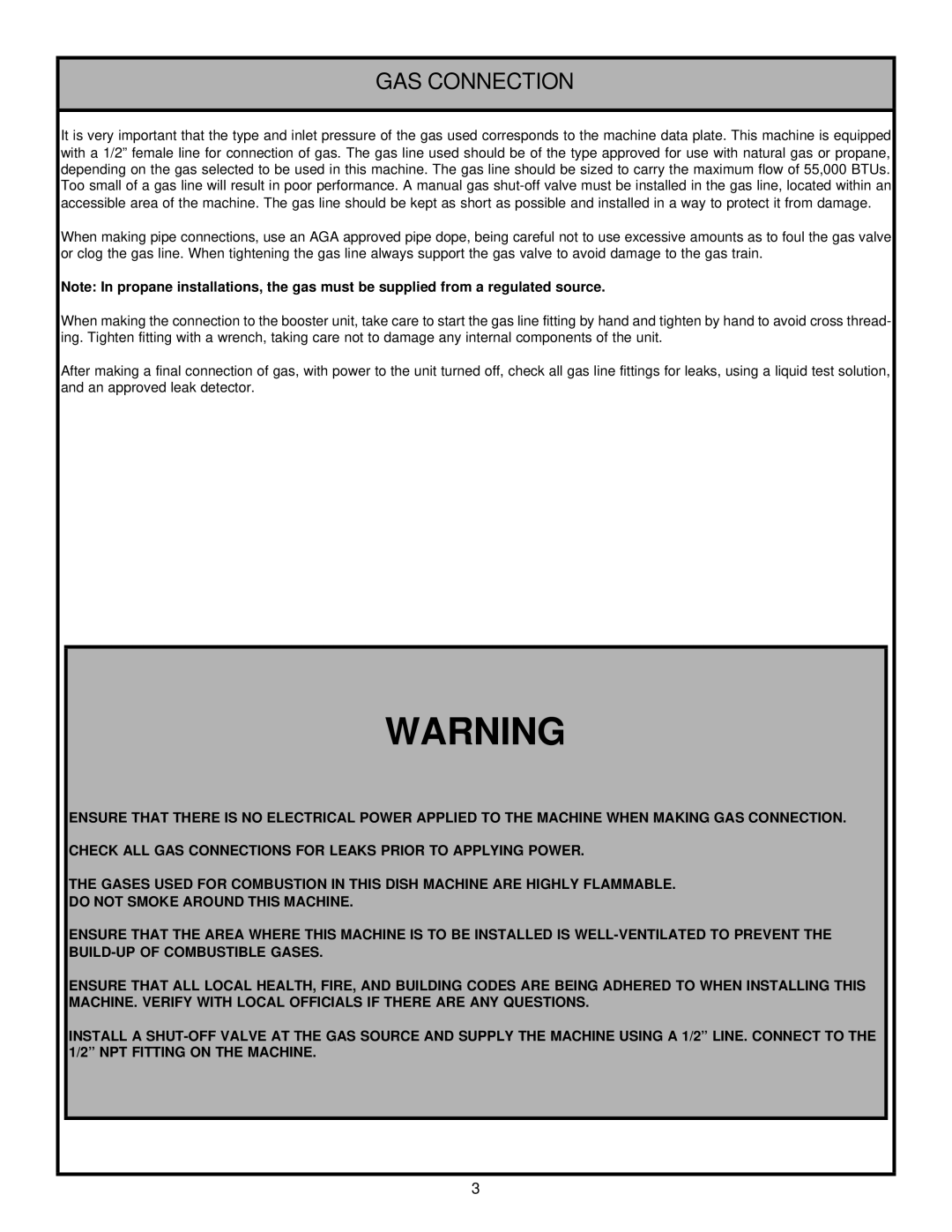 Jackson Tempstar GP technical manual GAS Connection 