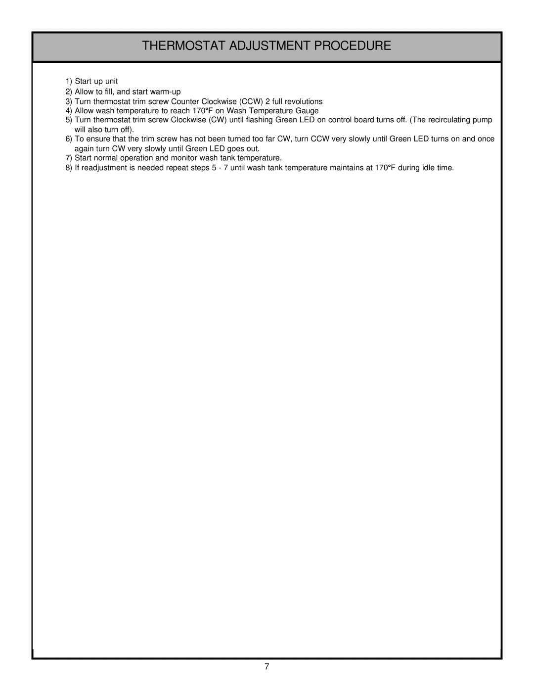 Jackson Tempstar GP technical manual Thermostat Adjustment Procedure 