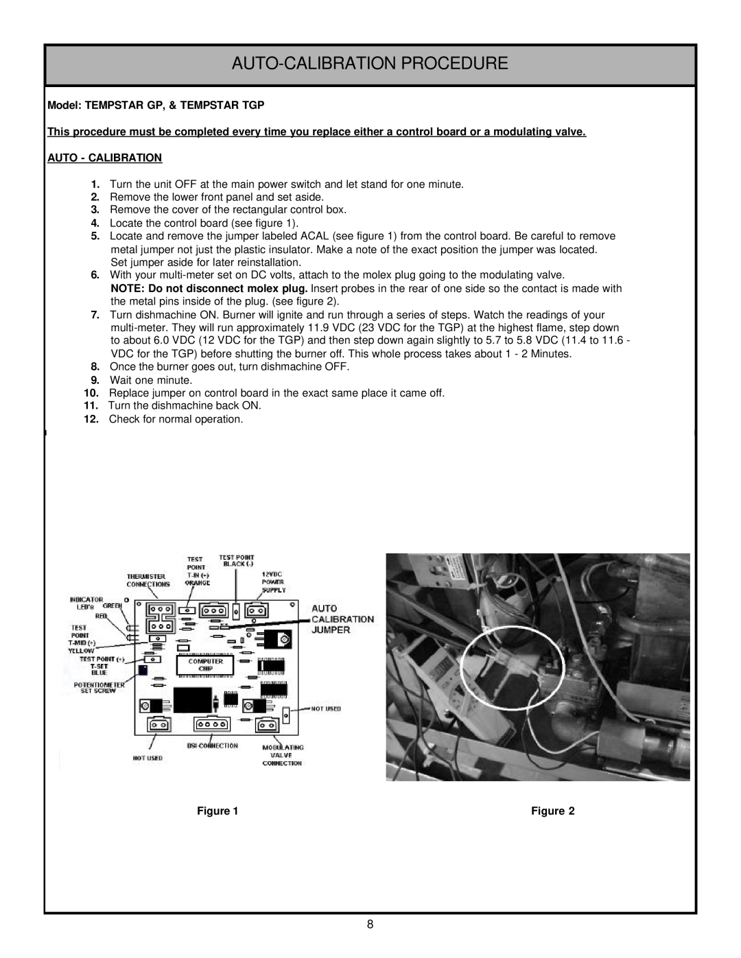 Jackson Tempstar GP technical manual Auto-Calibration Procedure, Model TEMPSTAR GP, & TEMPSTAR TGP, Auto - Calibration 