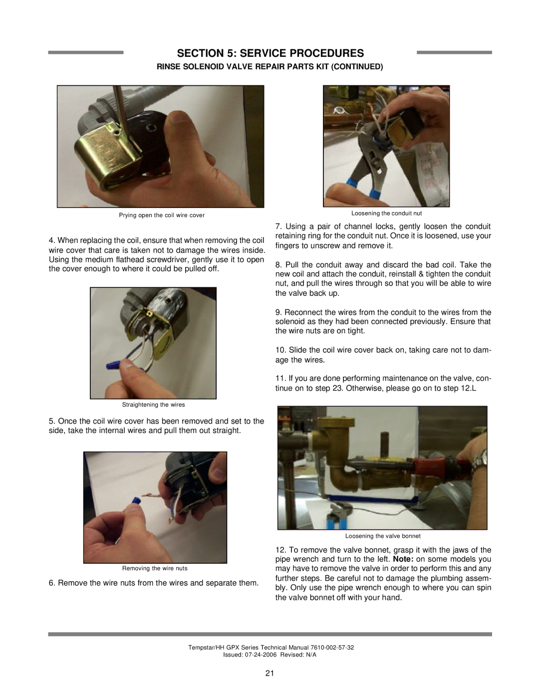 Jackson TEMPSTAR HH GPX, TEMPSTAR GPX technical manual Remove the wire nuts from the wires and separate them 