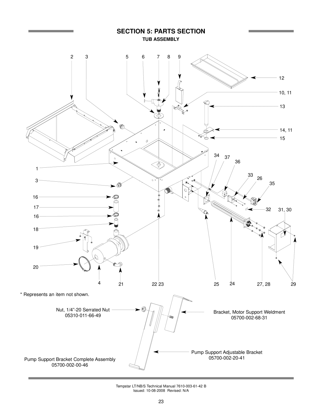 Jackson Tempstar S technical manual TUB Assembly 