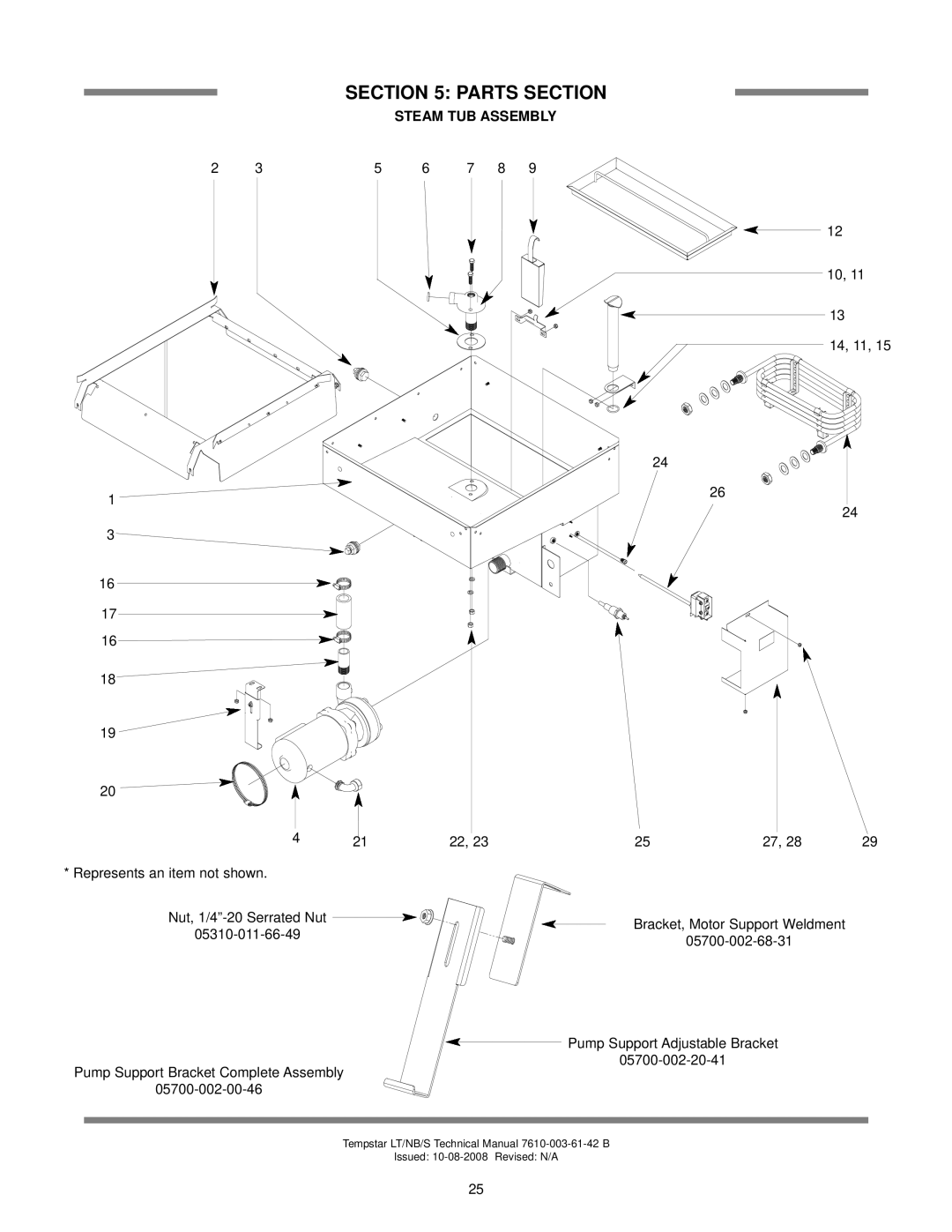 Jackson Tempstar S technical manual Steam TUB Assembly 