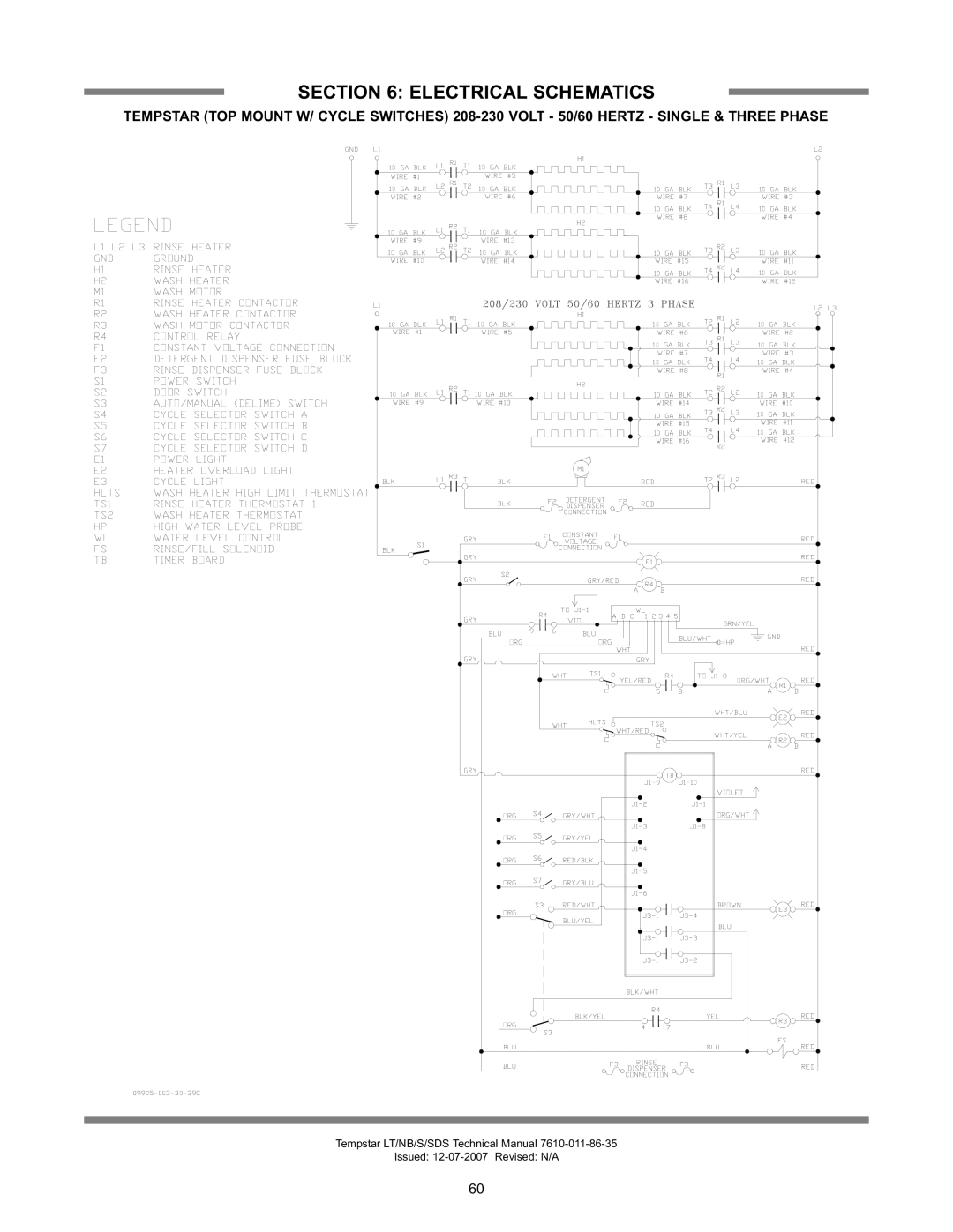 Jackson Tempstar Series technical manual Electrical Schematics 