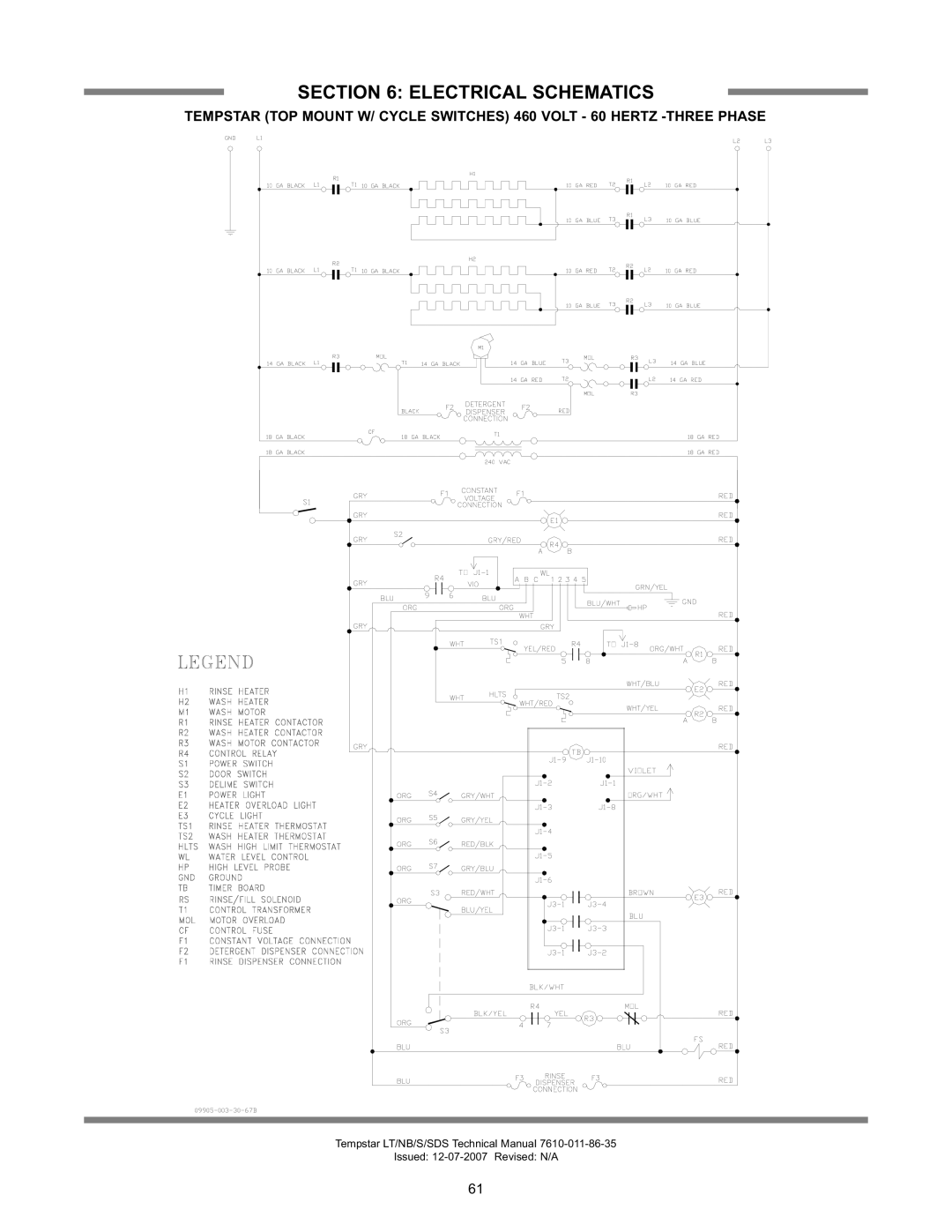 Jackson Tempstar Series technical manual Electrical Schematics 