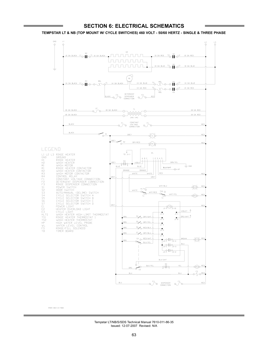 Jackson Tempstar Series technical manual Electrical Schematics 