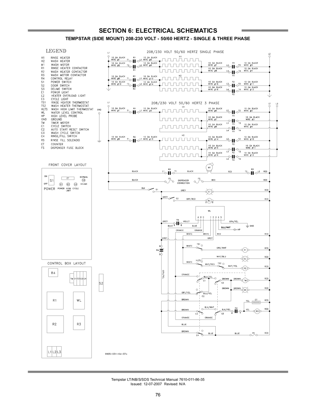 Jackson Tempstar Series technical manual Electrical Schematics 