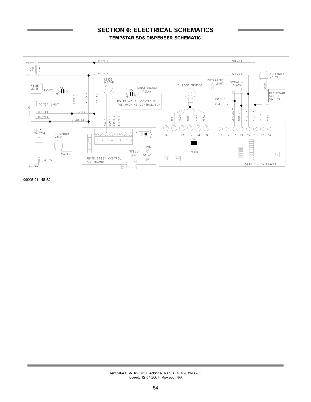 Jackson Tempstar Series technical manual Tempstar SDS Dispenser Schematic 