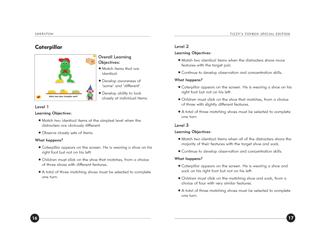 Jackson Tizzy's Toybox manual Caterpillar 