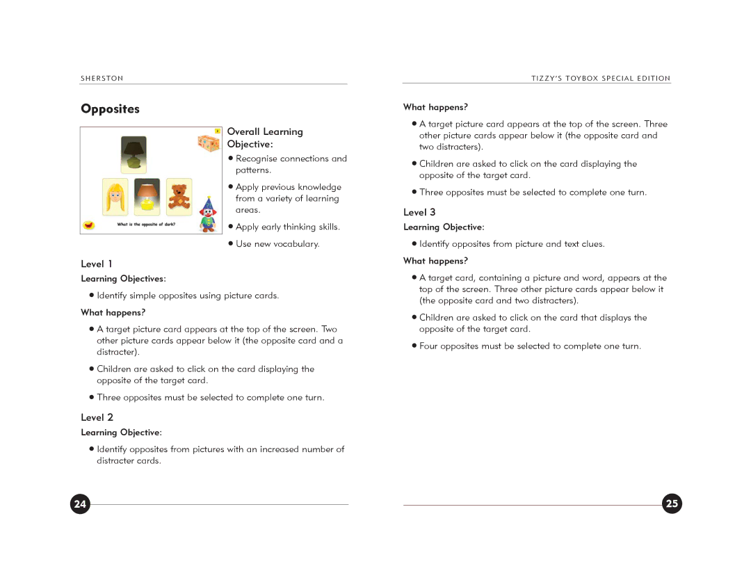 Jackson Tizzy's Toybox manual Opposites 