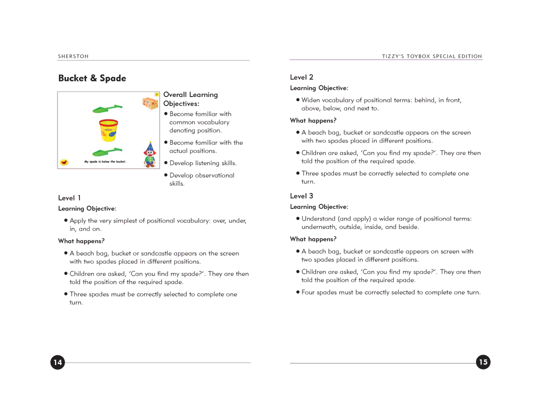 Jackson Tizzy's Toybox manual Bucket & Spade 