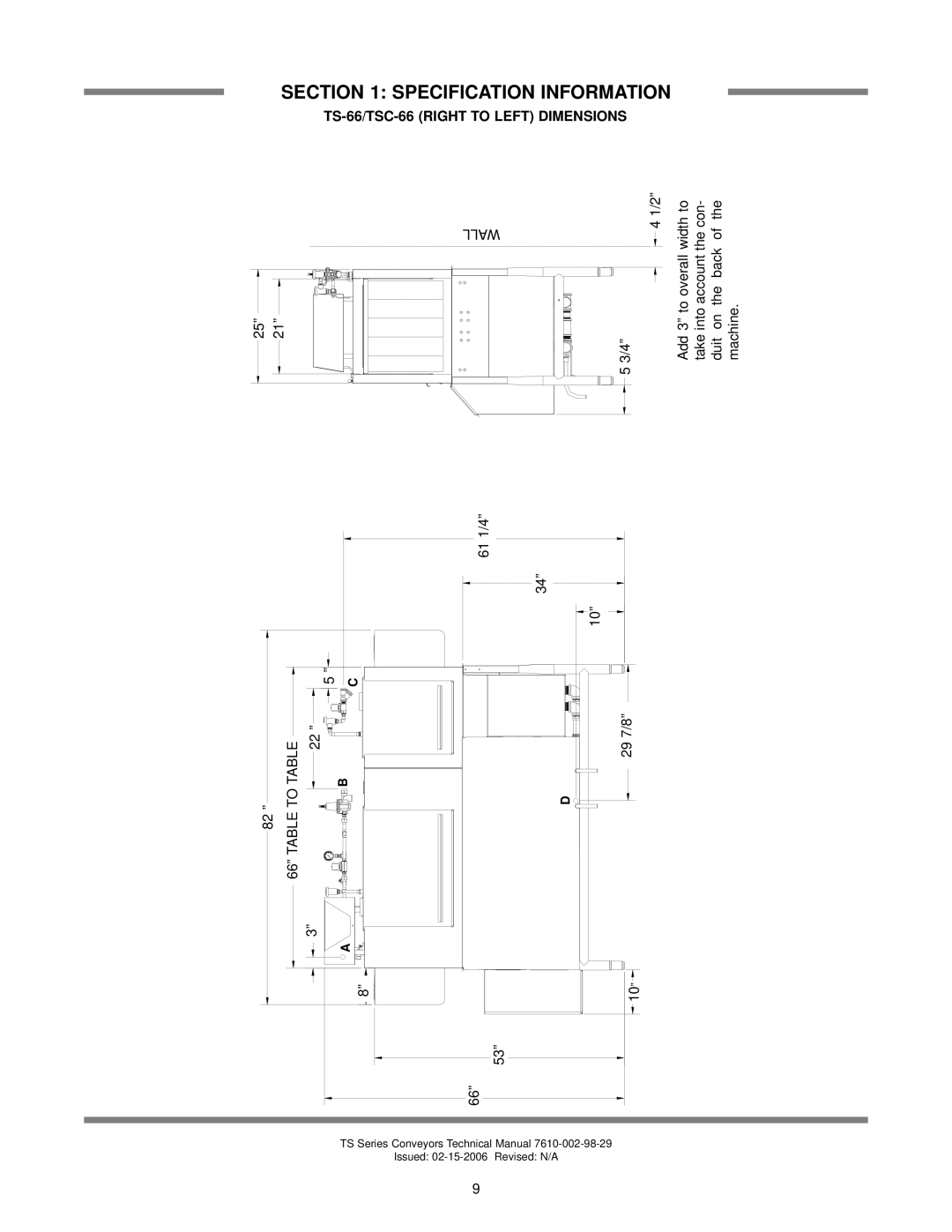 Jackson TS-66G, TSC-66GPP, TSC-44GP, TS-44GP technical manual TS-66/TSC-66 Right to Left Dimensions 