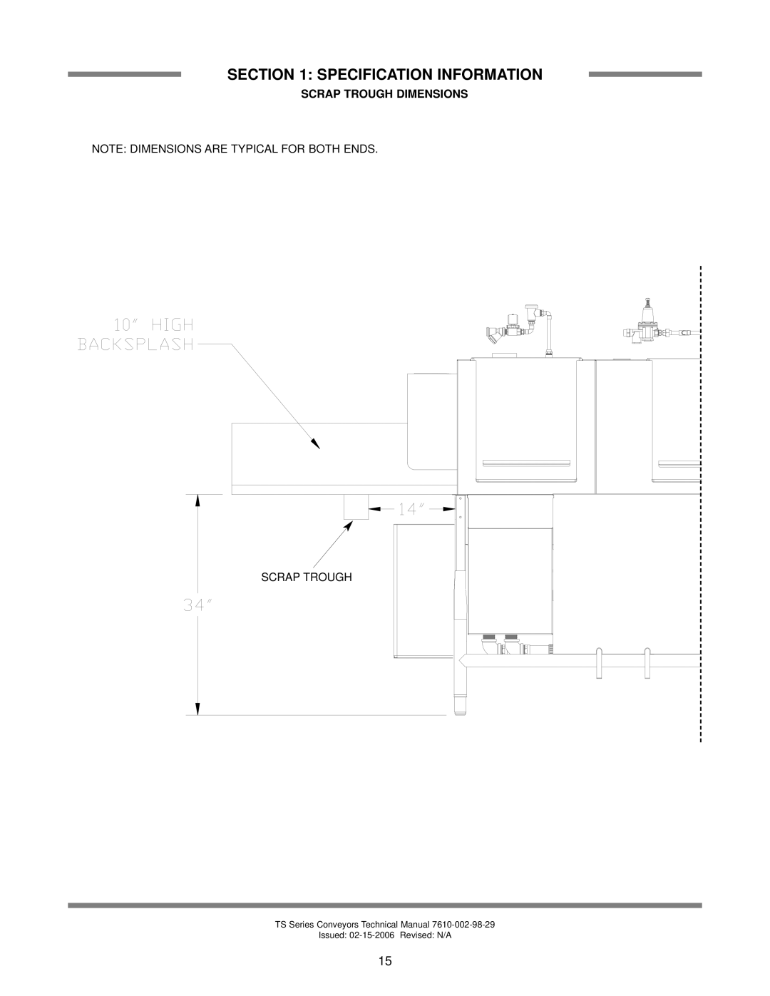 Jackson TSC-44GP, TS-66G, TSC-66GPP, TS-44GP technical manual Scrap Trough Dimensions 