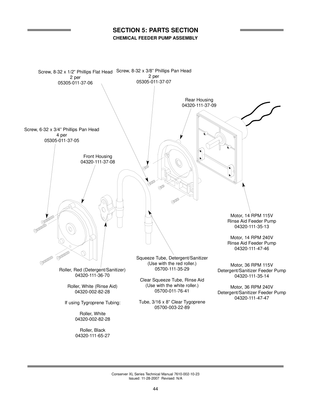 Jackson AXL2-CMR, AXL2-CML technical manual Chemical Feeder Pump Assembly, 04320-002-82-28 