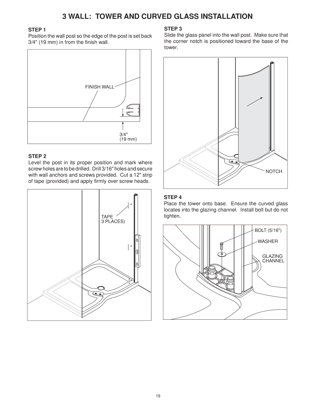 Jacuzzi 2 Wall and 3 Wall manual Wall Tower and Curved Glass Installation 