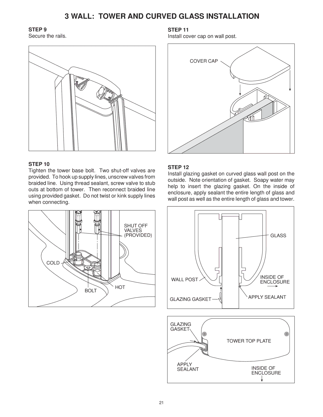 Jacuzzi 2 Wall and 3 Wall manual Secure the rails Install cover cap on wall post 