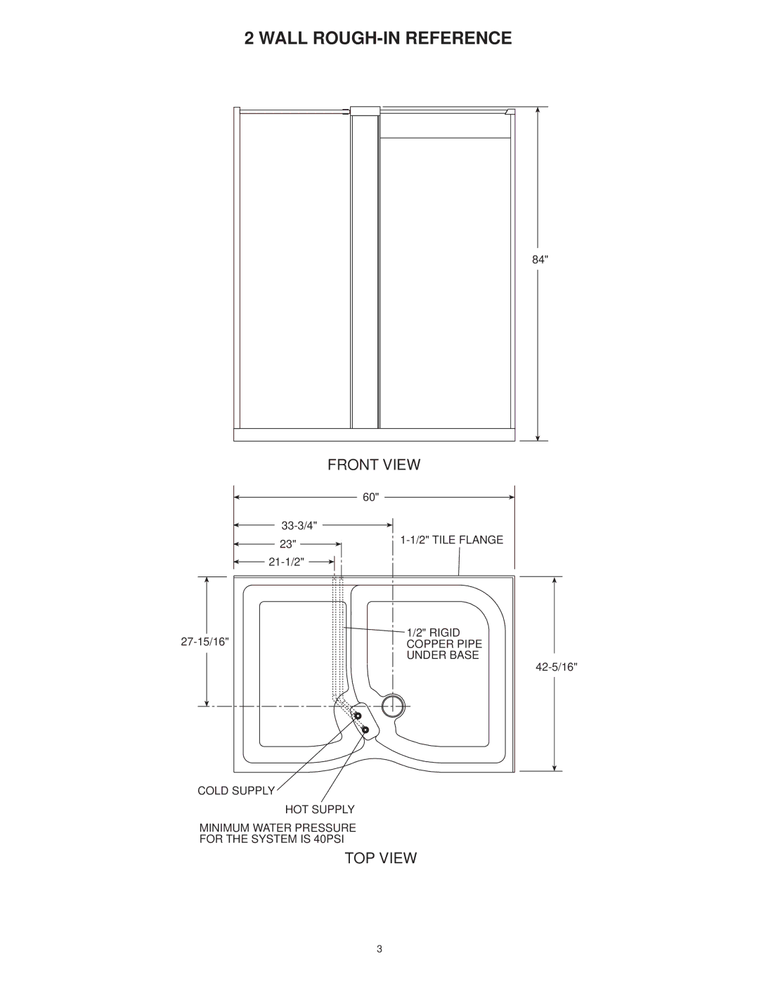 Jacuzzi 2 Wall and 3 Wall manual Wall ROUGH-IN Reference 