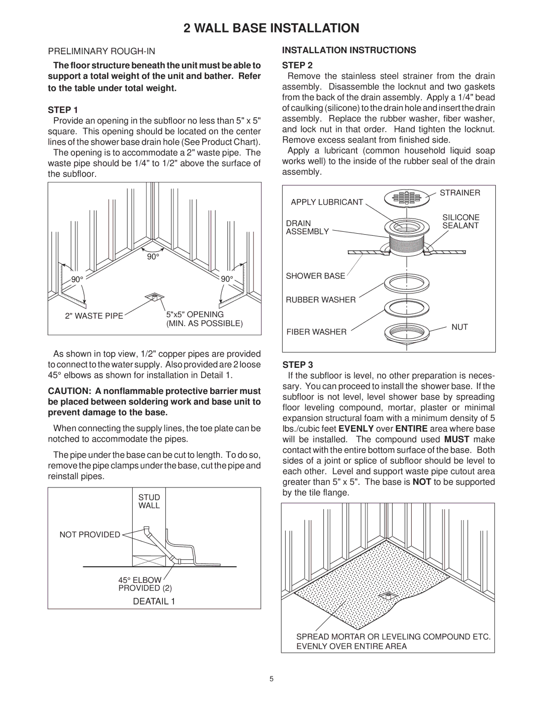 Jacuzzi 2 Wall and 3 Wall manual Wall Base Installation, Step 