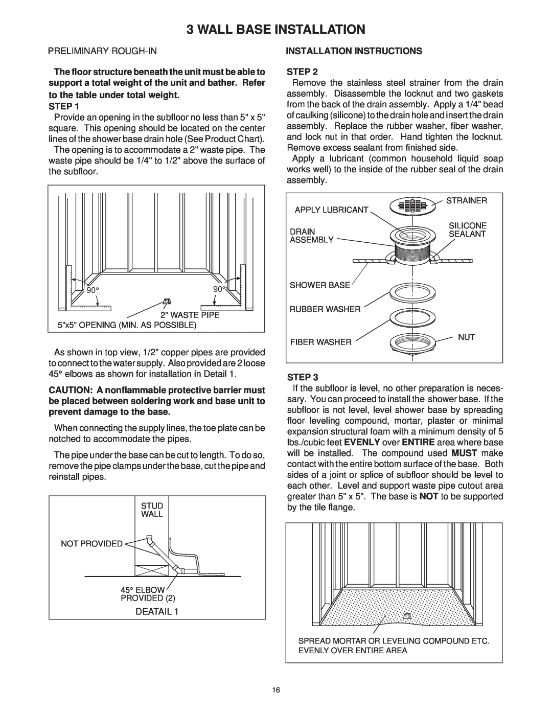 Jacuzzi 2 Wall and 3 Wall manual Wall Base Installation, Installation Instructions Step 