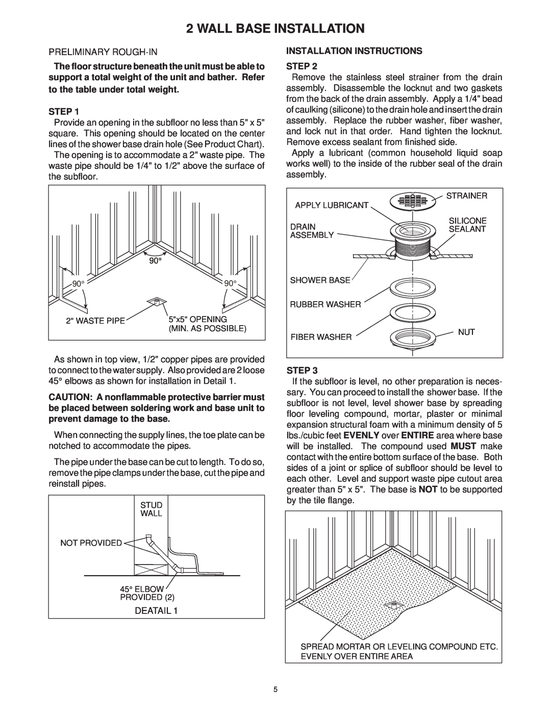 Jacuzzi 2 Wall and 3 Wall manual Wall Base Installation, Installation Instructions Step 
