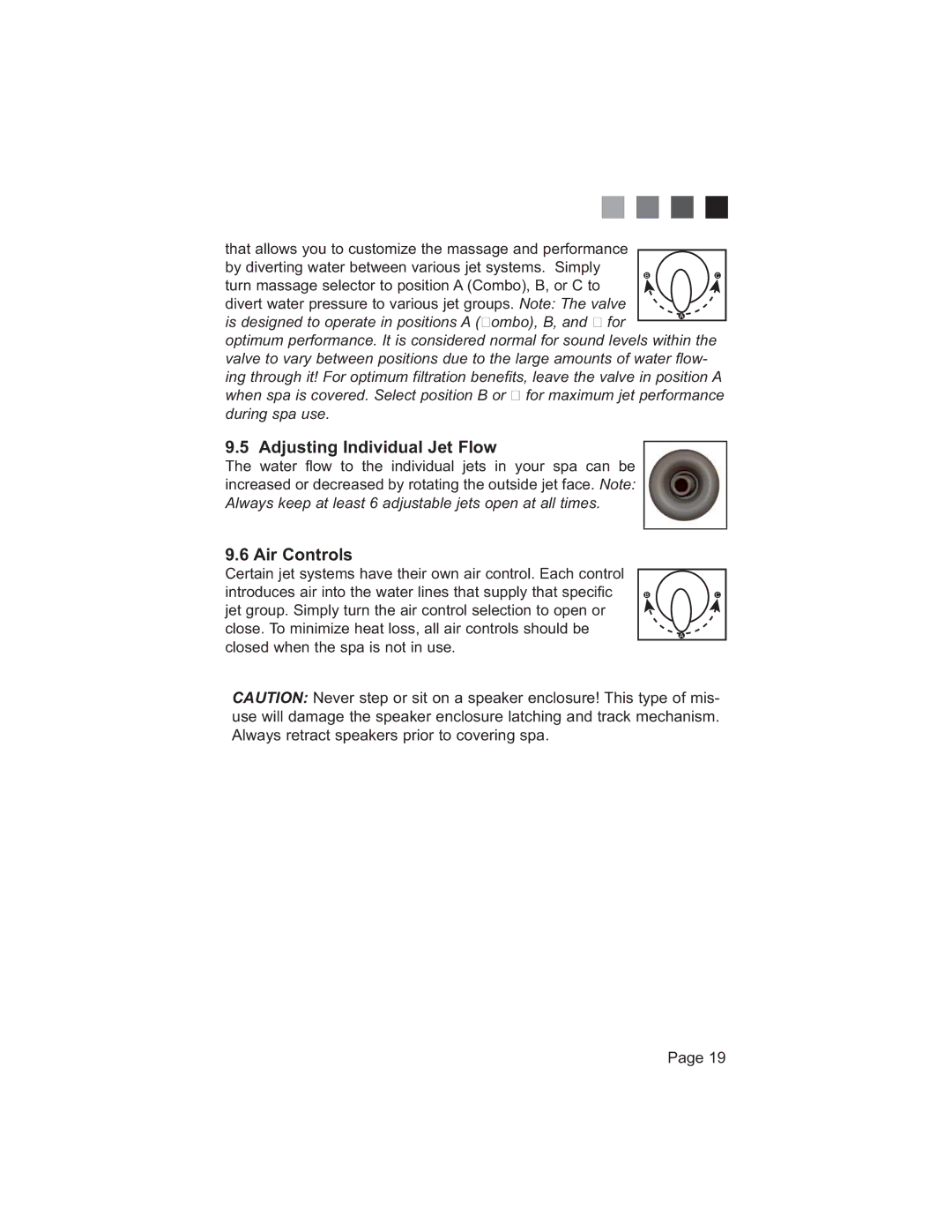 Jacuzzi 200 Series manual $Gmxvwlqj,Qglylgxdo-HwOrz, $Lu&Rqwurov, 3DJH 