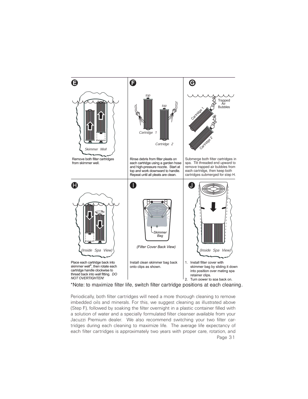 Jacuzzi 2003+ owner manual Trapped Air Bubbles 