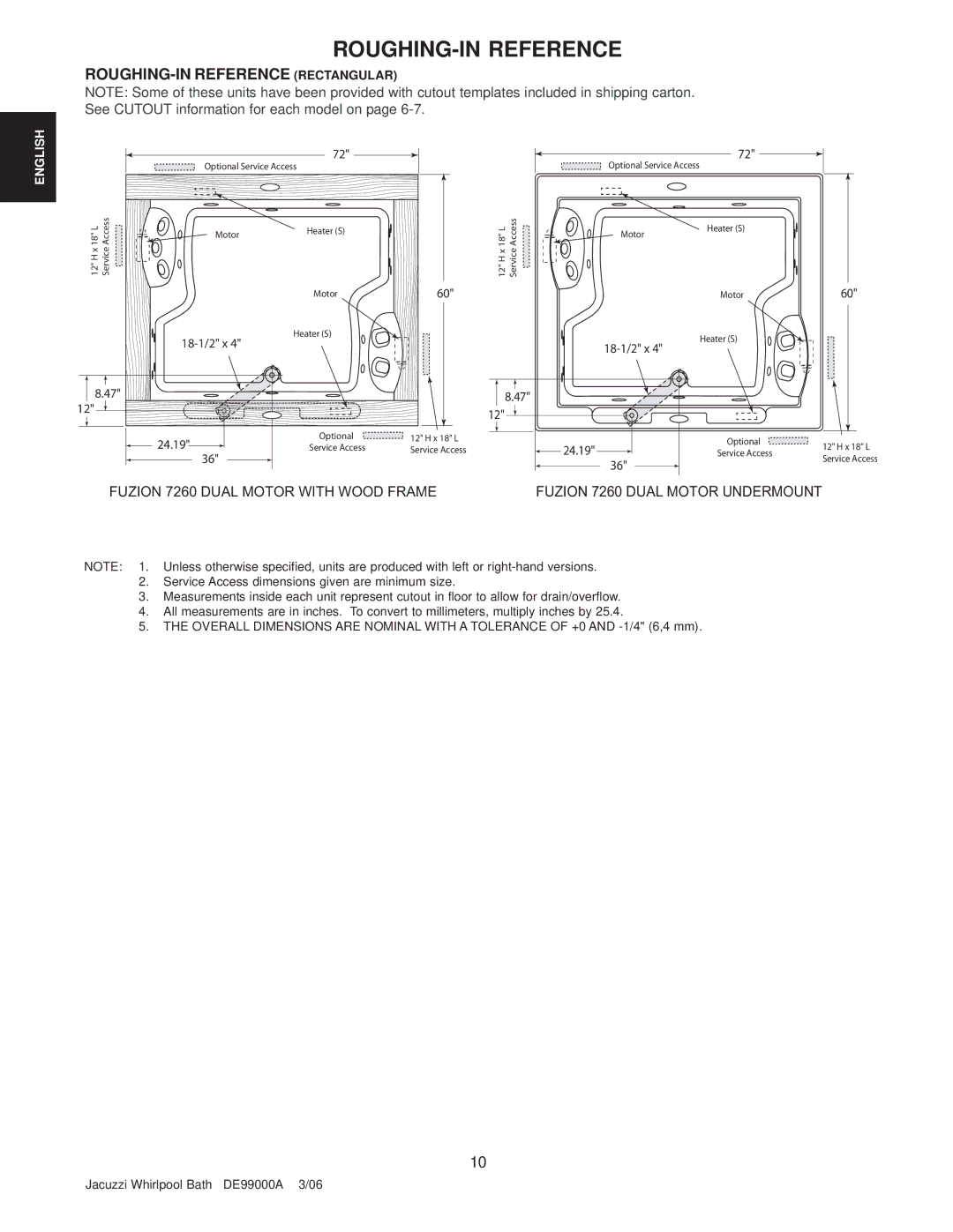 Jacuzzi manual Fuzion 7260 Dual Motor with Wood Frame 