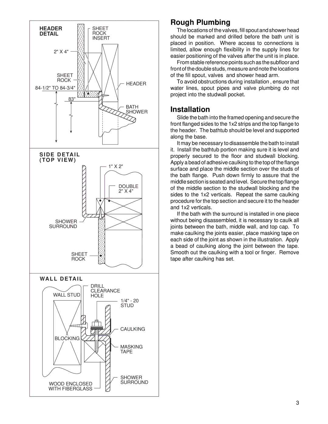 Jacuzzi Bathroom Aids specifications Rough Plumbing, Installation 