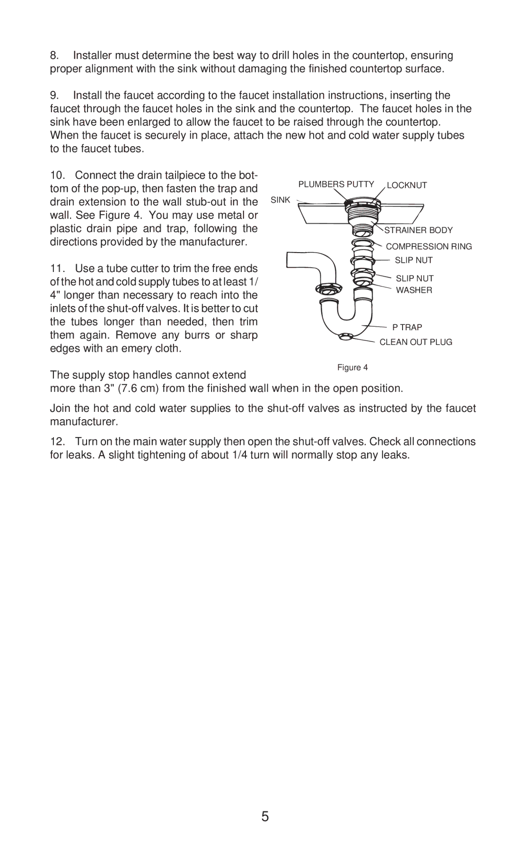 Jacuzzi BM43000 installation instructions Drain extension to the wall stub-out 