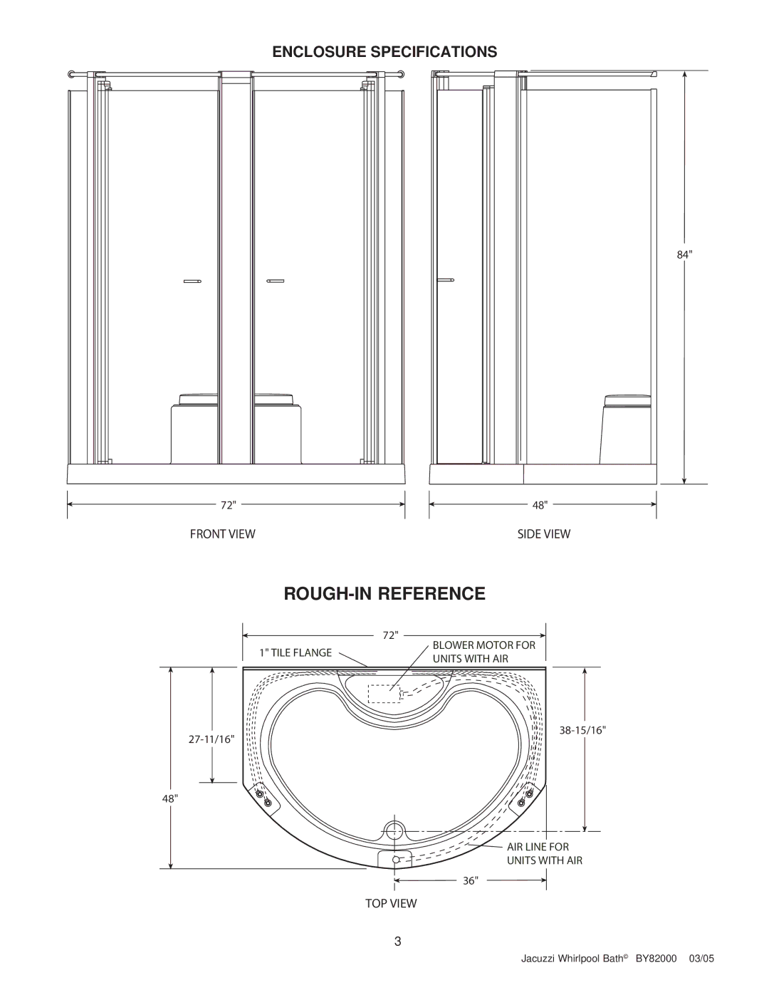 Jacuzzi BY82000 manual ROUGH-IN Reference 