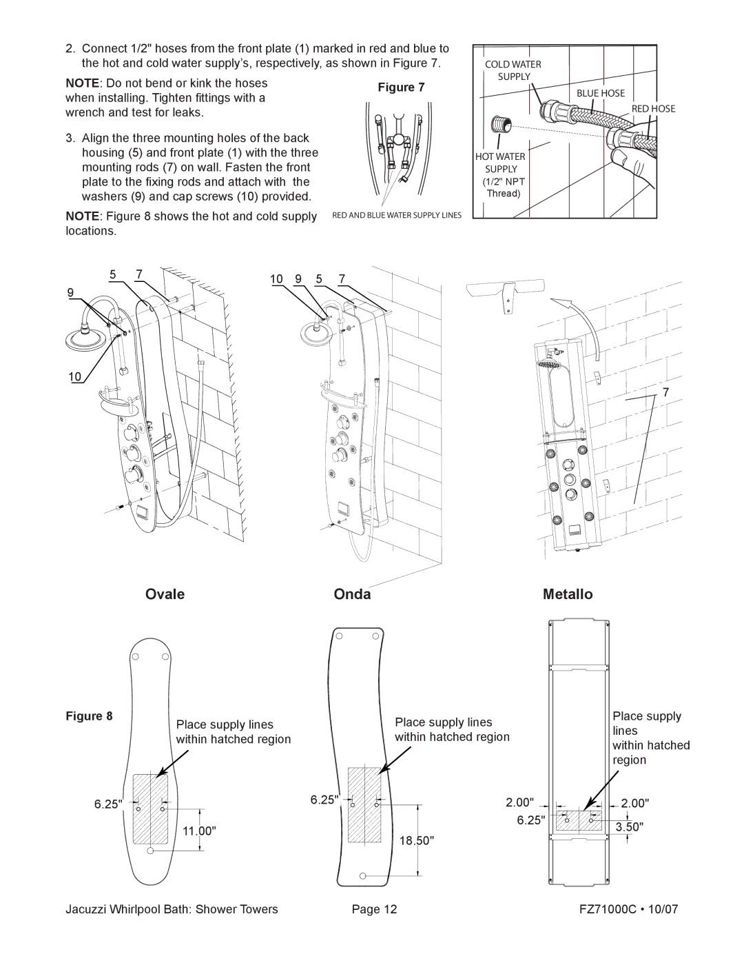 Jacuzzi EC31000, EC30000, EC33000 manual Ovale Onda Metallo 