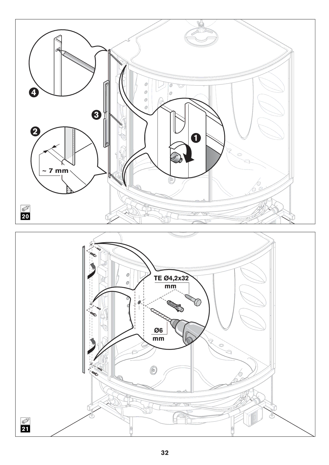 Jacuzzi ELT 10 installation manual TE Ø4,2x32 