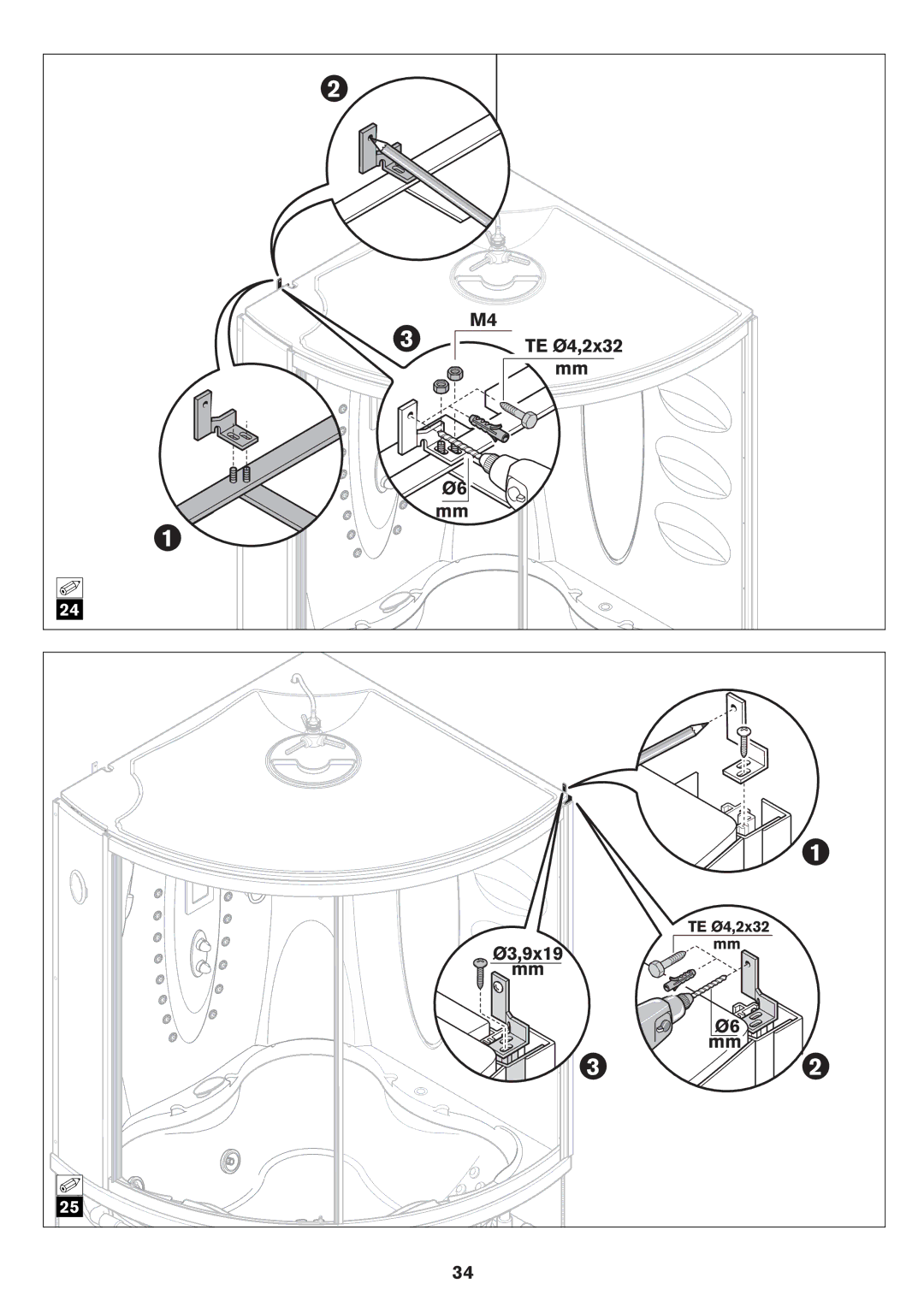 Jacuzzi ELT 10 installation manual Ø3,9x19, TE Ø4,2x32 