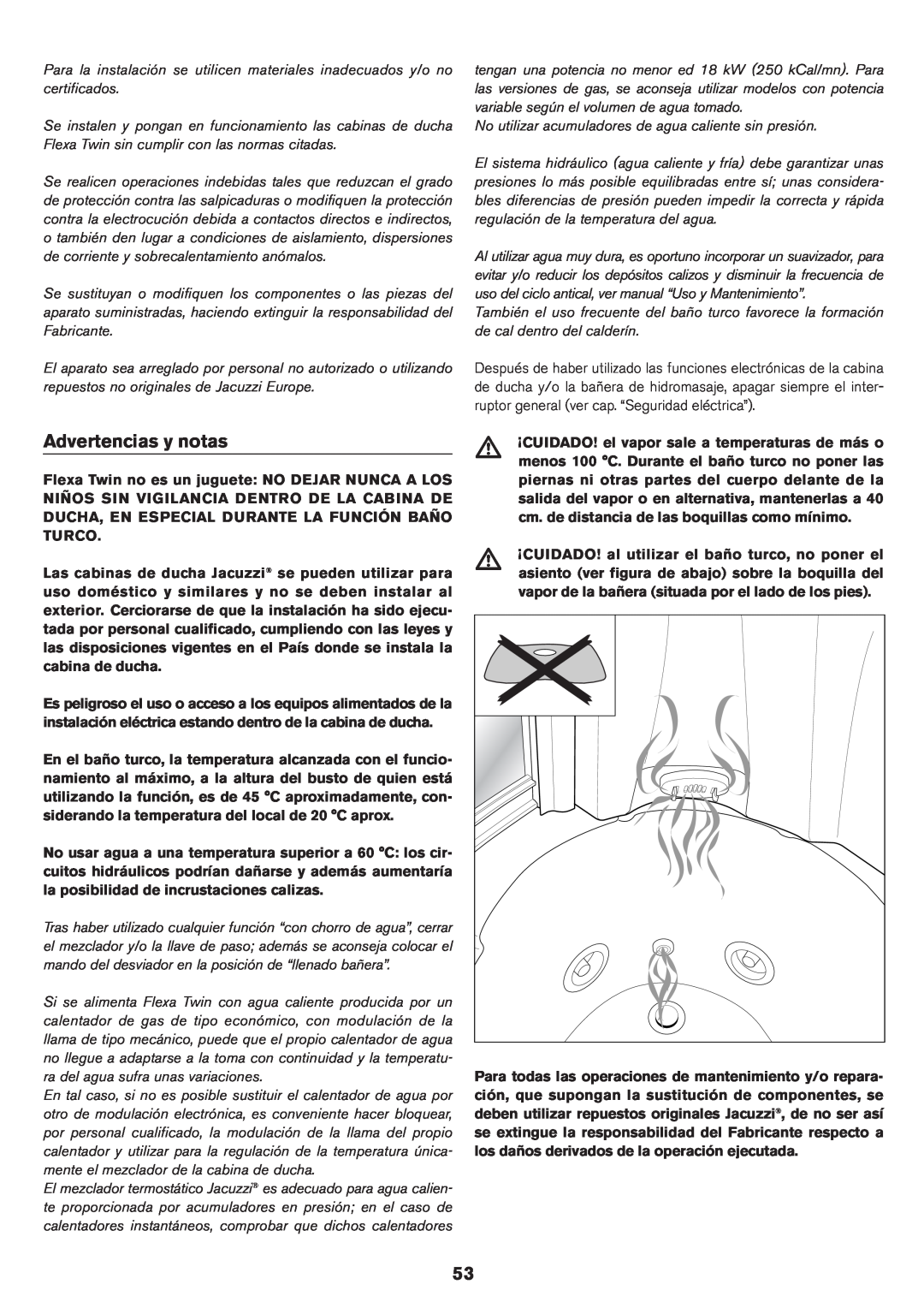 Jacuzzi ELT 10 installation manual Advertencias y notas 