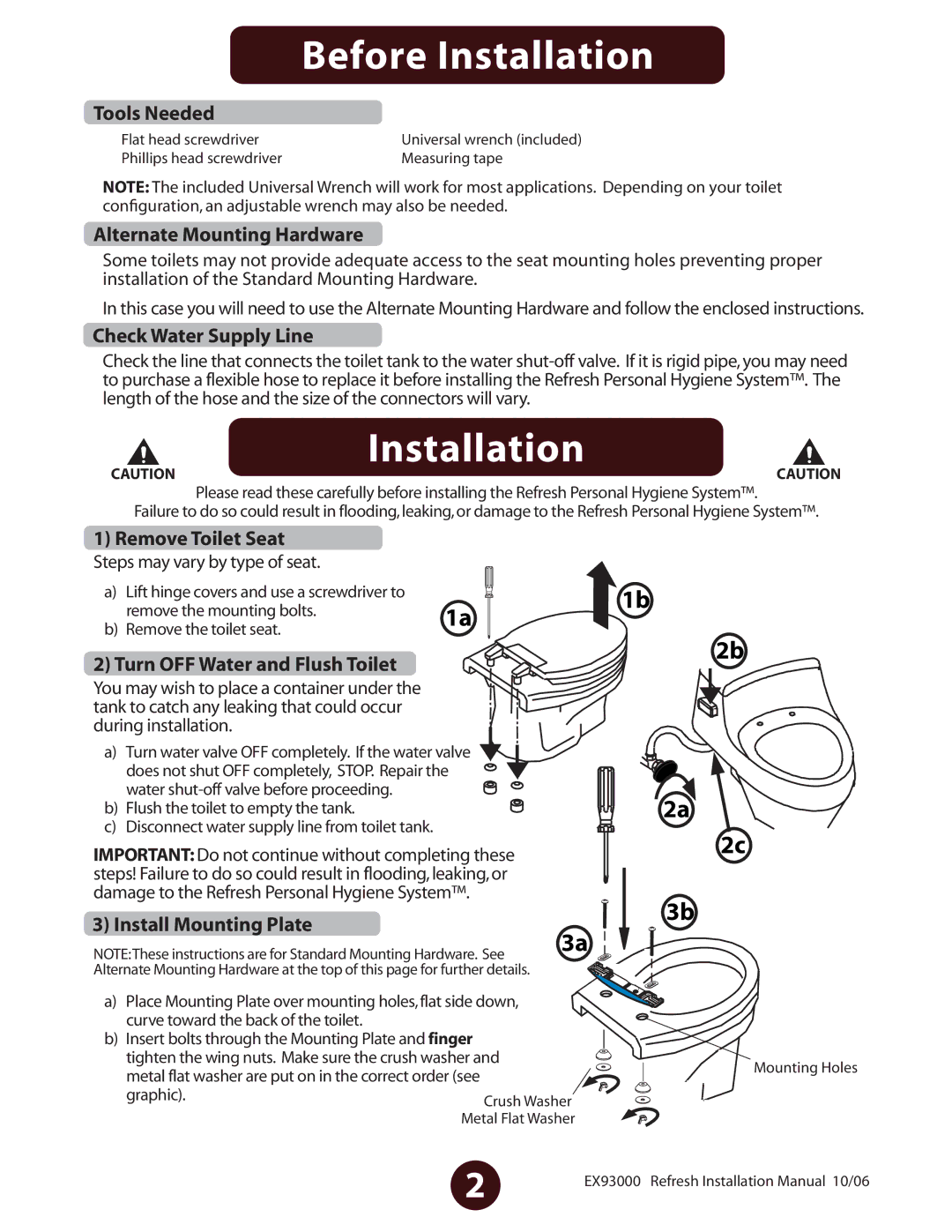 Jacuzzi EV77959 owner manual Before Installation 