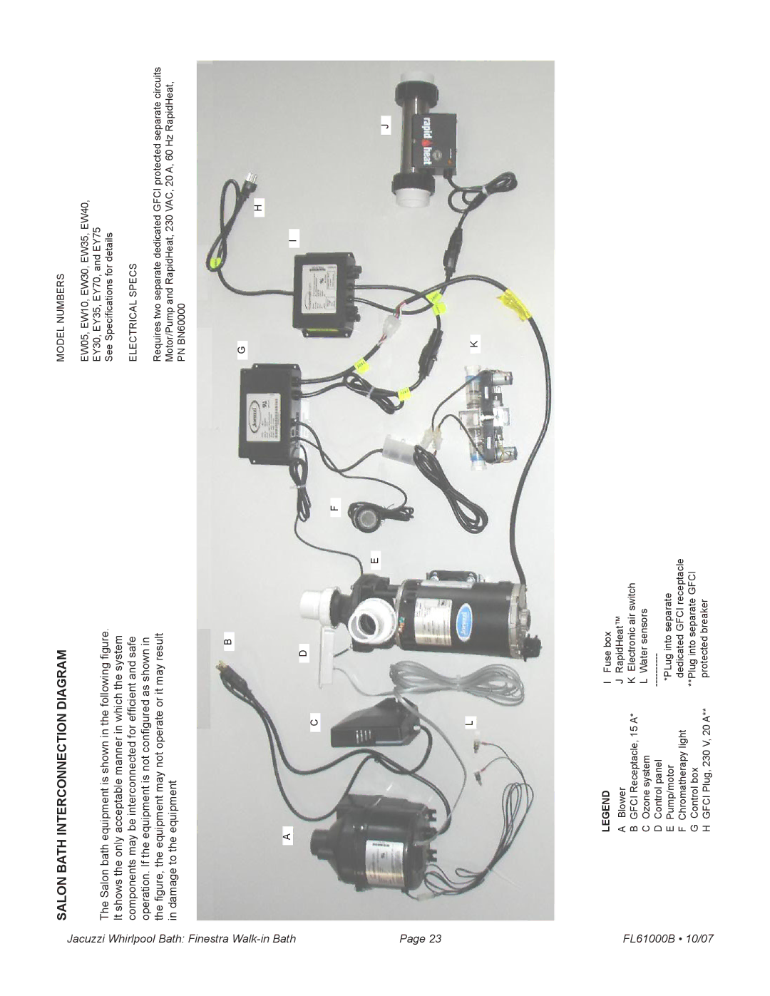 Jacuzzi manual Salon Bath Interconnection Diagram, FL61000B 10/07 