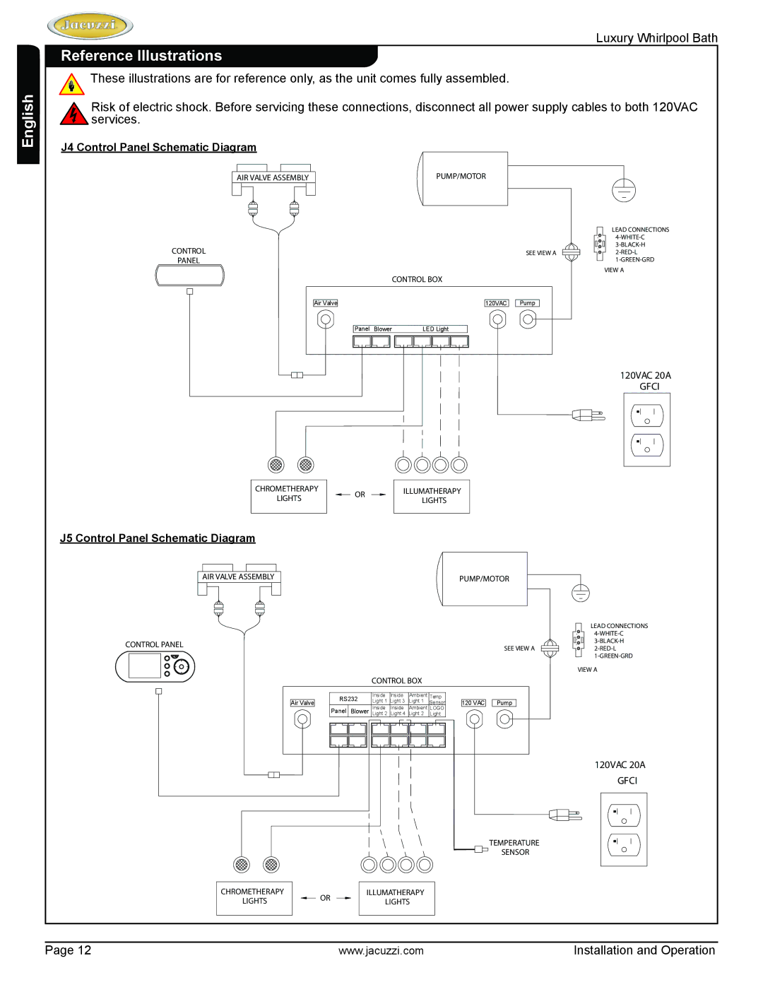 Jacuzzi HD84000 manual Reference Illustrations, J4 Control Panel Schematic Diagram 