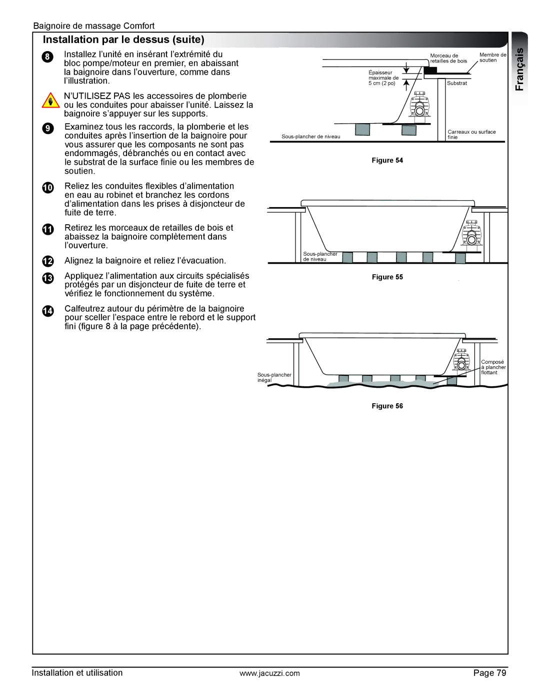 Jacuzzi HE97000 manual Installation par le dessus suite 