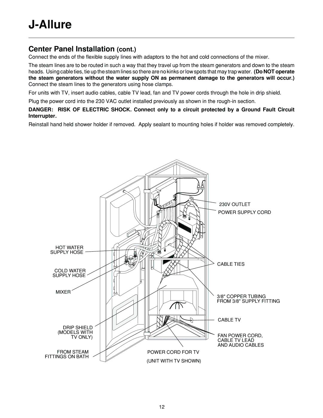 Jacuzzi J-ALLURELuxury Bathing and Entertainment System manual Allure 