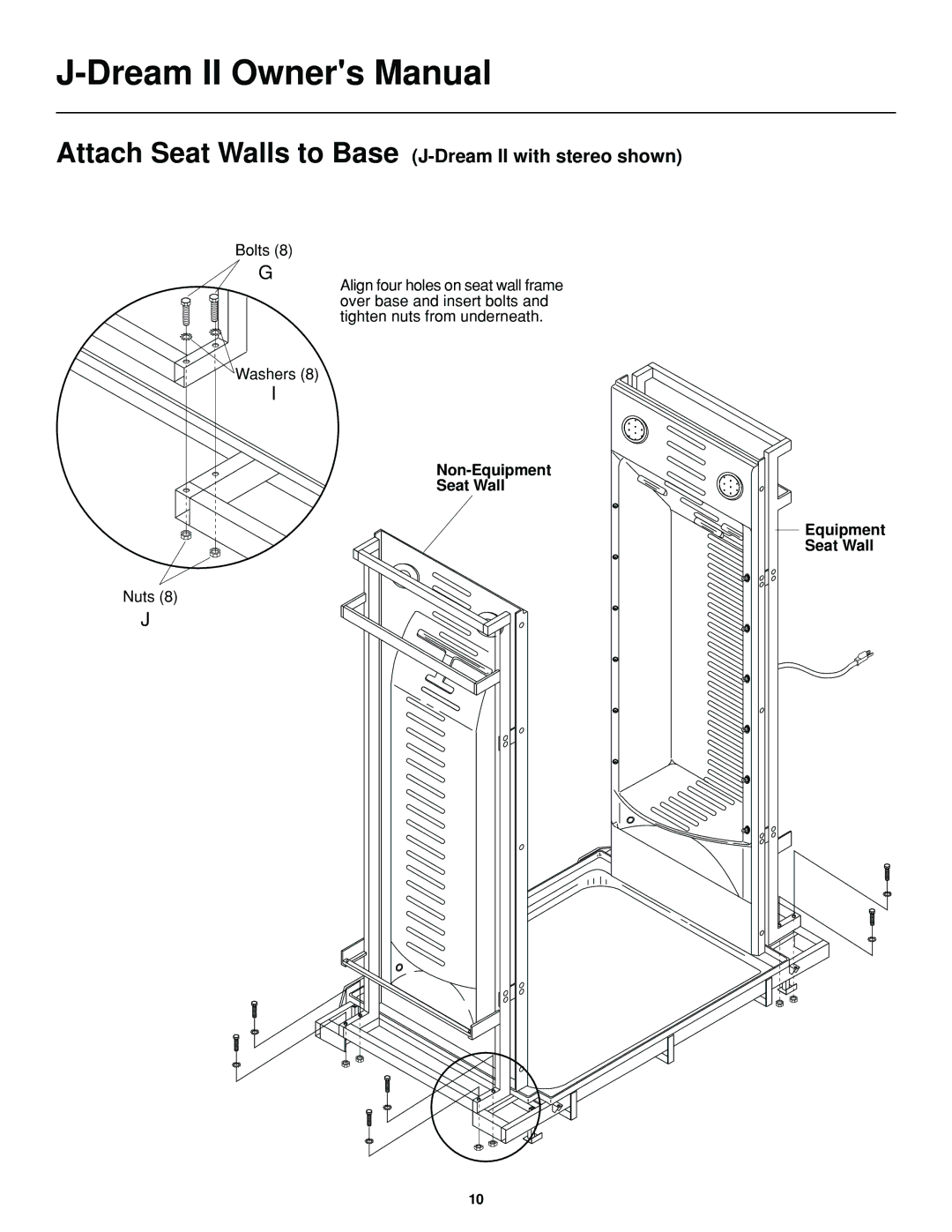Jacuzzi J-DREAM II owner manual Attach Seat Walls to Base J-Dream II with stereo shown 