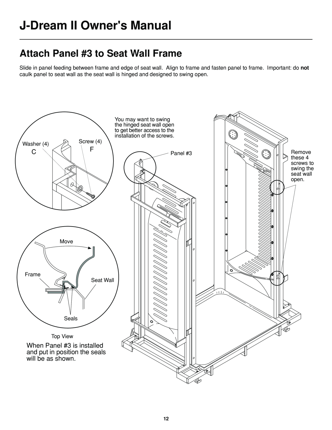 Jacuzzi J-DREAM II owner manual Attach Panel #3 to Seat Wall Frame 
