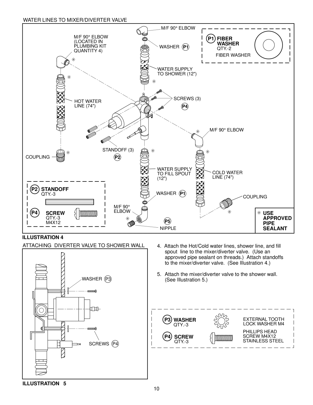 Jacuzzi J-SHOWER TOWERTM manual P1 Fiber, Approved, Pipe, Sealant 