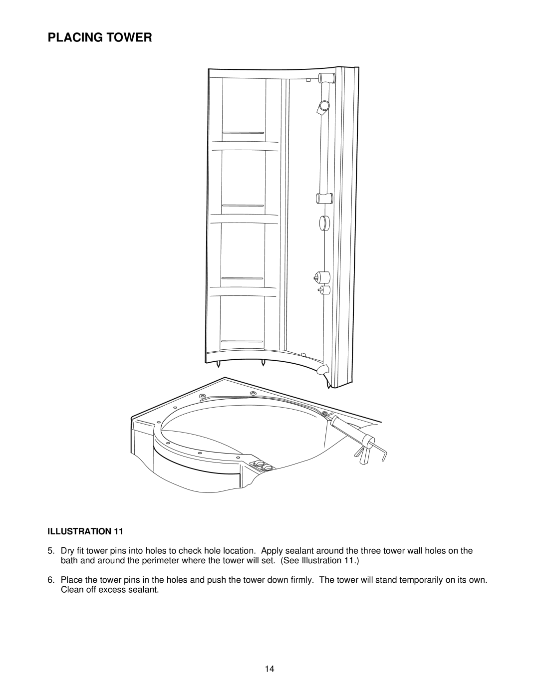 Jacuzzi J-SHOWER TOWERTM manual Placing Tower 