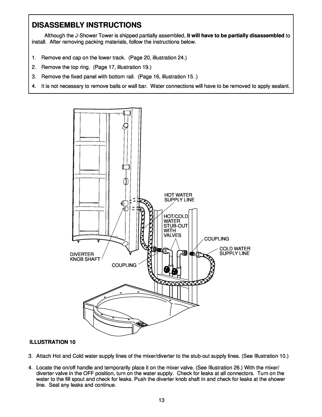 Jacuzzi J-SHOWER TOWERTM manual Disassembly Instructions 